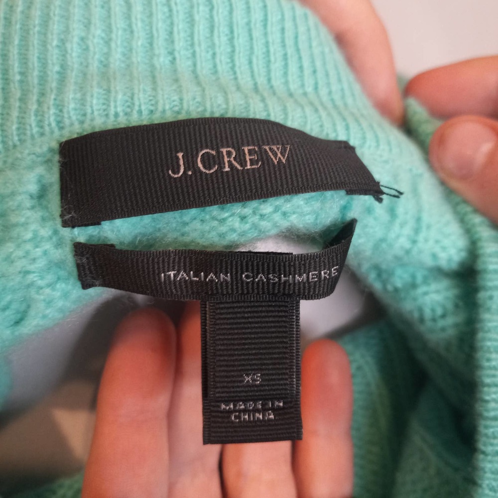 J Crew Aqua Blue Crew Neck Italian Cashmere Sweater XS - Picture 4 of 4